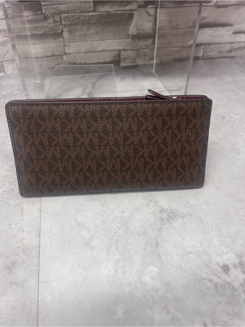 Michael Kors Kimberly Brown/Red Large Satchel & Matching Wallet Merlot Multi - Picture 10 of 14